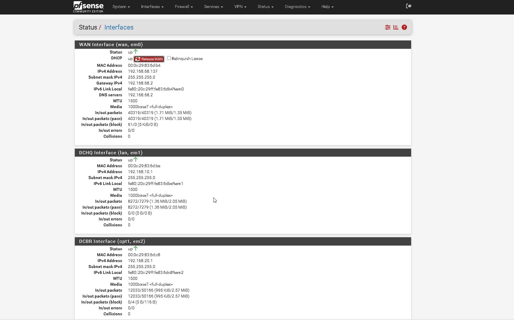 PfSense GUI